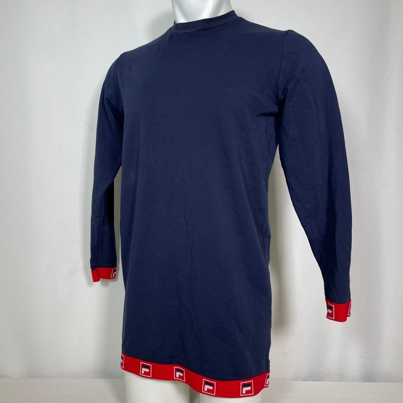 FILA Navy Blue Red Logo Trim Long Sleeve Viola Dress Women's MEDIUM NWT gallery