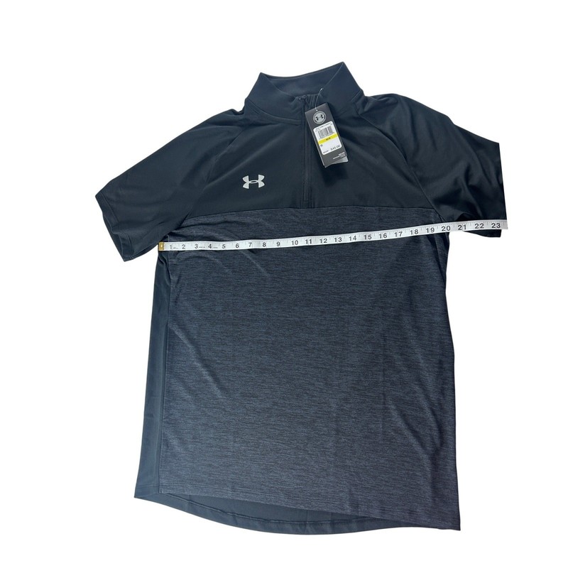 Under Armour Mens HeatGear 1/4 Zip Short Sleeve Shirt Black Gray 1351357-002 M gallery