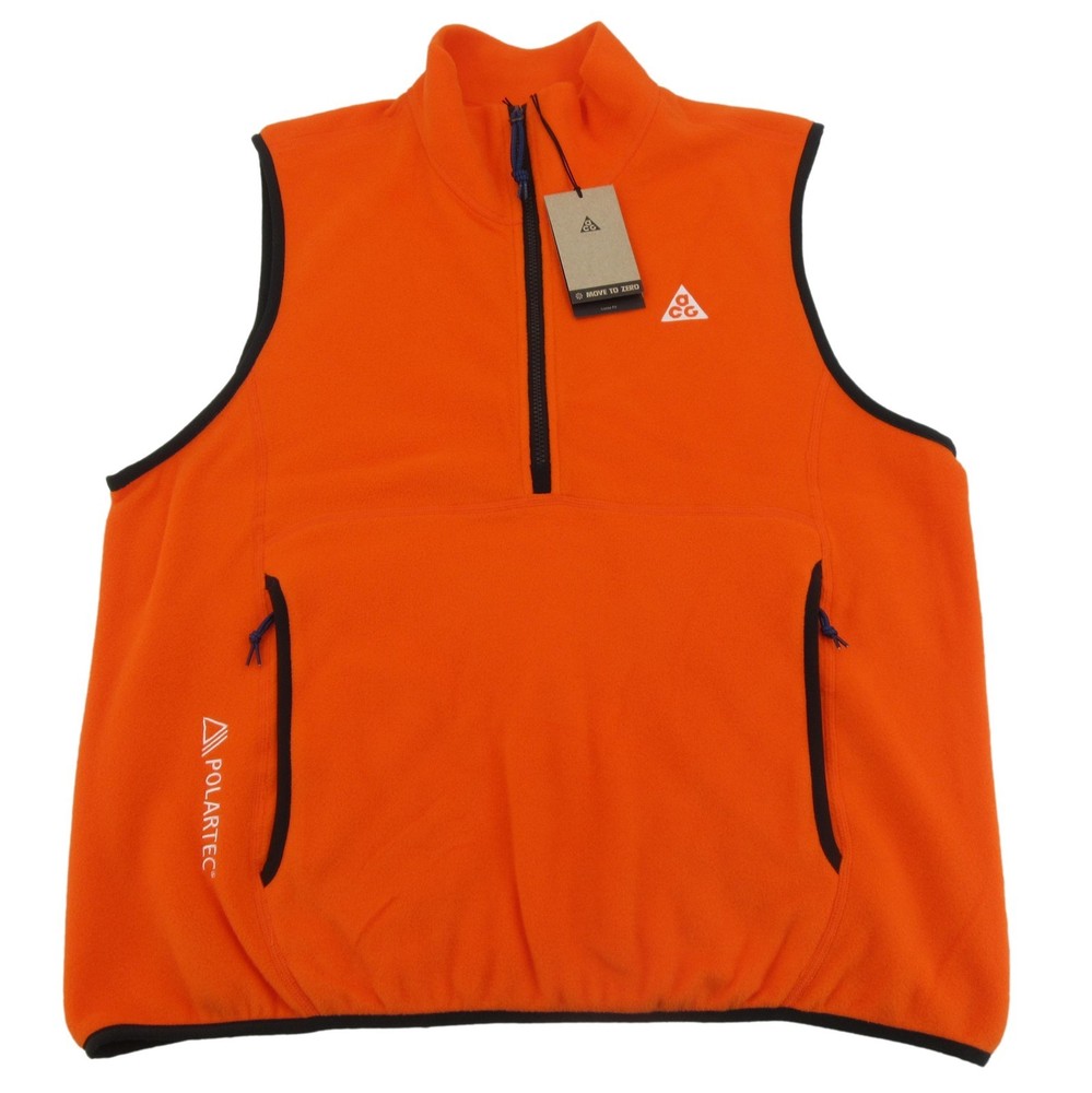 Nike ACG Wolf Tree Thermal Vest Polartec Orange Mens Size Medium NEW HJ2468-819