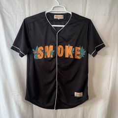 REASON SPORTS “Smoke” Button Up Baseball Jersey Pot Leaf Unisex Size Medium