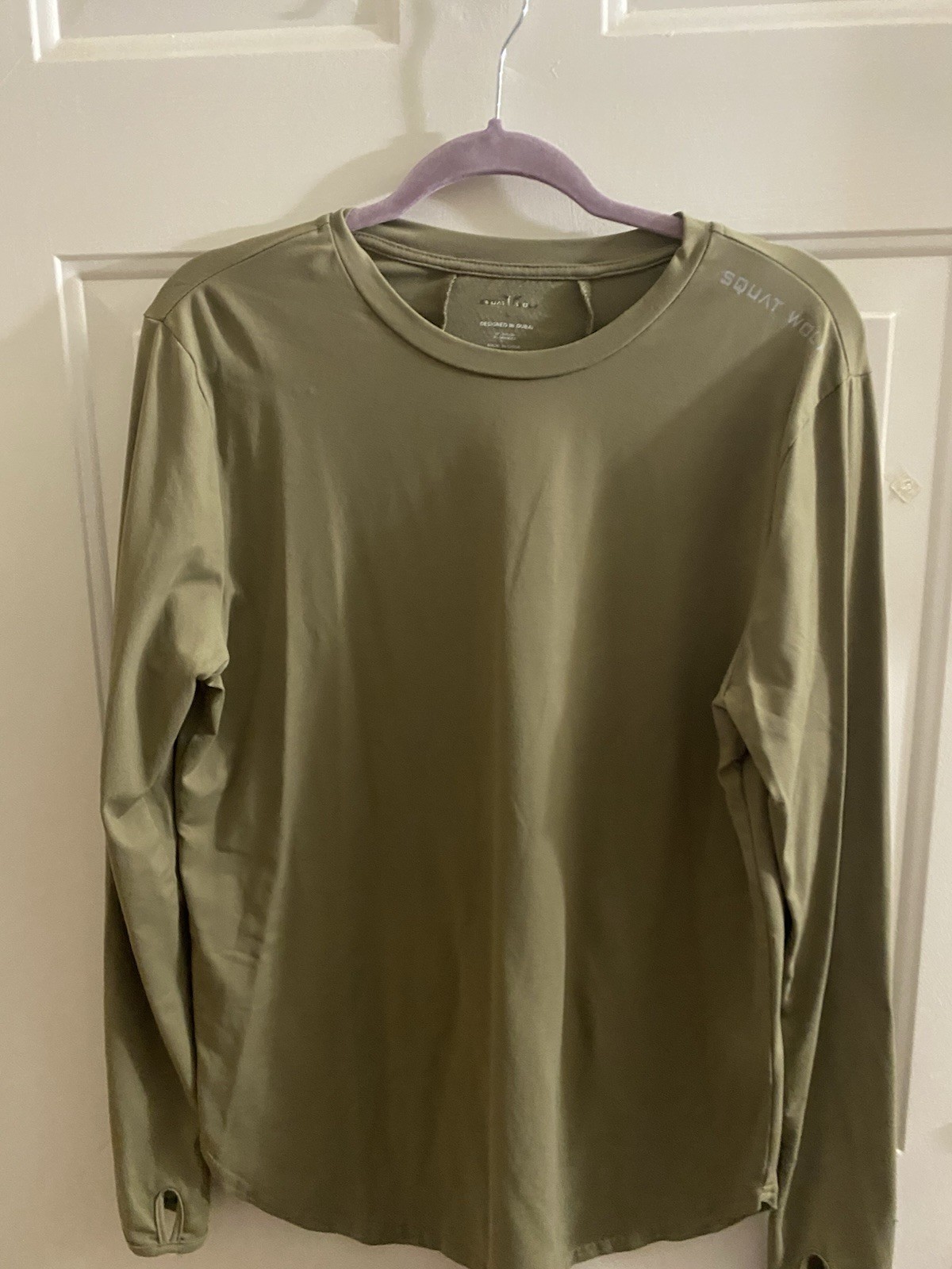 Men’s Size Large Squatwolf khaki Long Sleeved Athletic Workout Shirt gallery