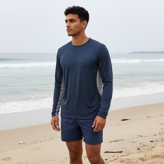 Hang Ten Long Sleeve UV Shirt UPF 50+ Quick Dry Sun Protection Blue Size Mens XL