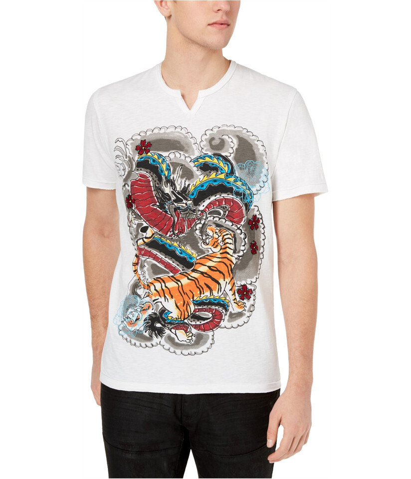 I-N-C Mens Abstract Tiger Graphic T-Shirt | White Pure | Medium. gallery