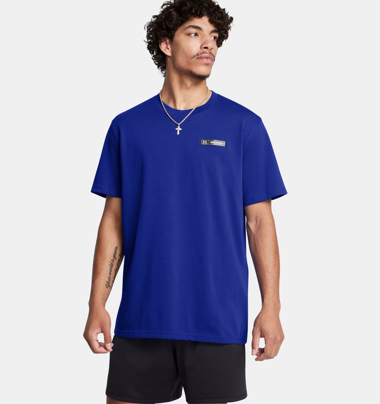 Under Armour Men's T shirt 3XL Loose fit UA Heavyweight Armour Label Bluel NWT gallery