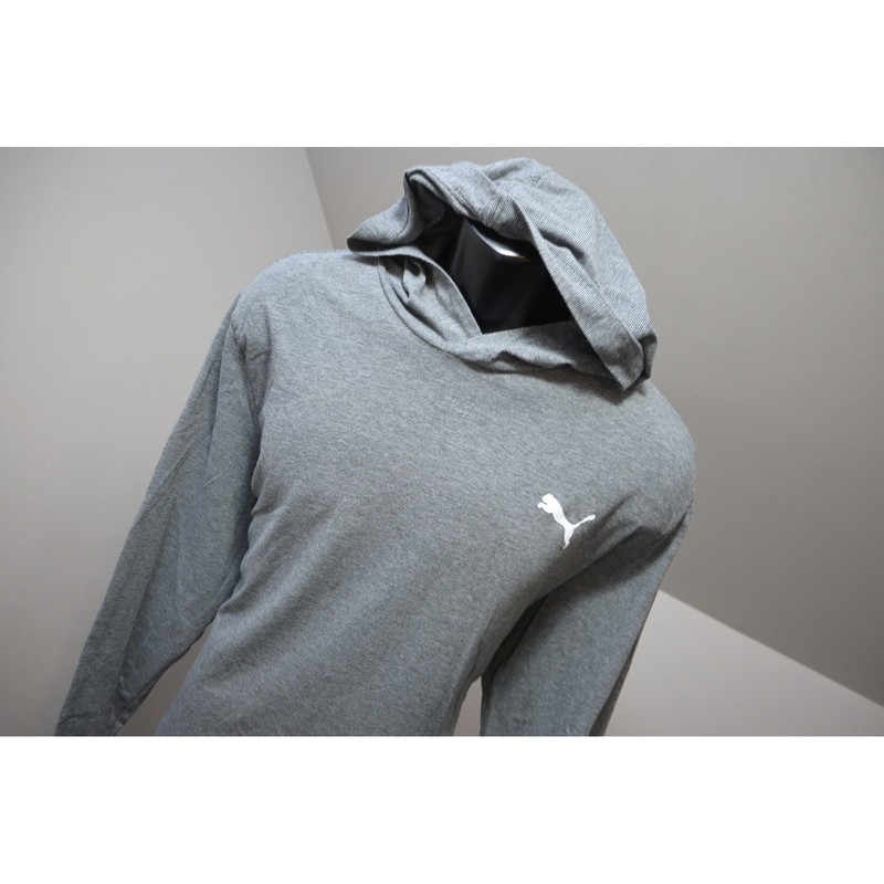 Puma Hooded Sweat Shirt T-Shirt Mens XL Grey Long Sleeve Athletic Performance gallery