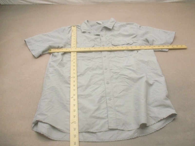 Columbia Size L Mens Gray Short Sleeve Pocket Hiking Outdoor Button Up Shirt 623 gallery