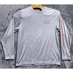 Vineyard Vines Long Sleeve Whale Logo Performance T-Shirt Men’s Medium Gray