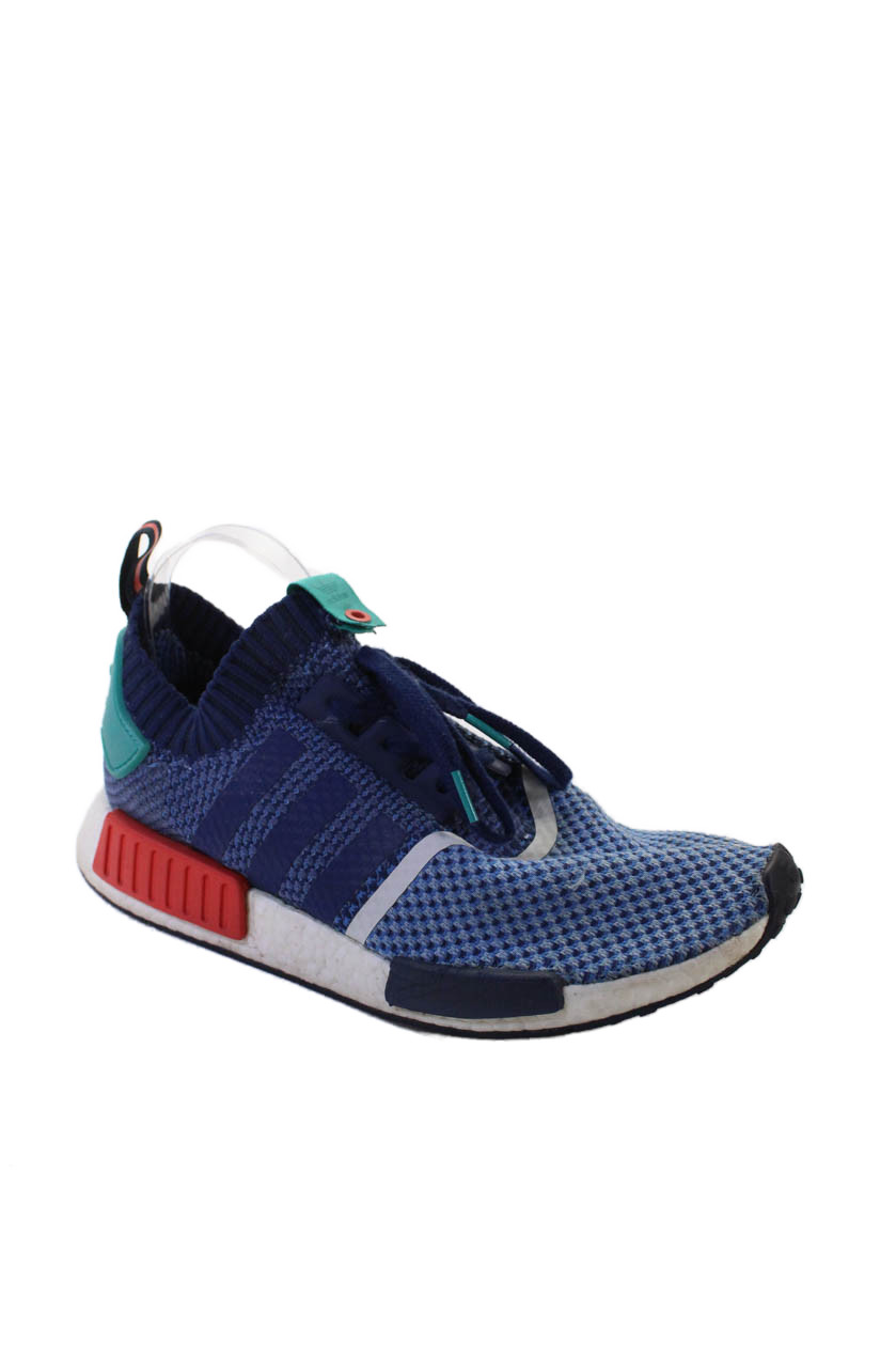 Adidas Mens Lace Up NMD R1 Primeknit Packer Sneakers Blue Teal Red Size 10 gallery