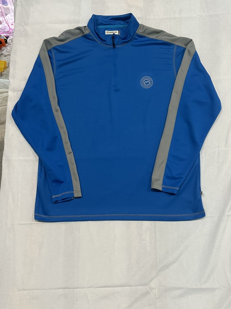 Magellan Fish Gear Mag Wick Pullover Top Blue Long Sleeve 1/4 Zip Men’s XXL