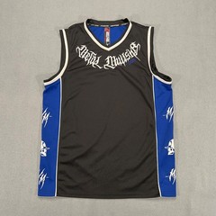 Metal Mulisha Tank Top Mens M Black Blue Jersey Y2K Embroidered Graphic Logo