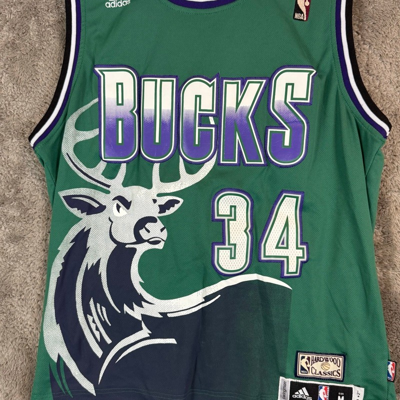 Adidas Milwaukee Bucks 34 Ray Allen Basketball Jersey Hardwood Classics M +2" gallery