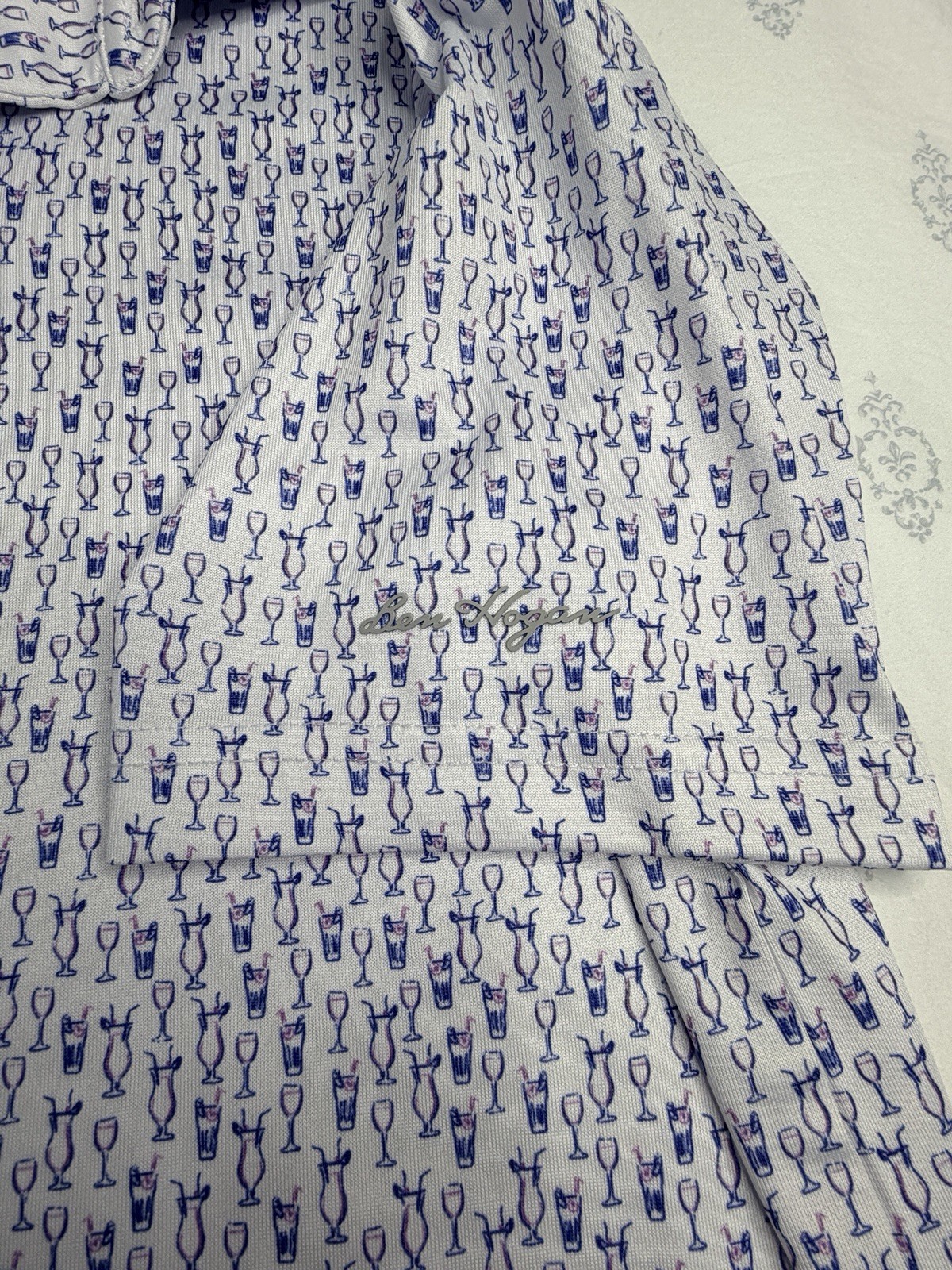 New Men's Ben Hogan Performance S/S Golf Conversational Print Polo Shirt Size S gallery