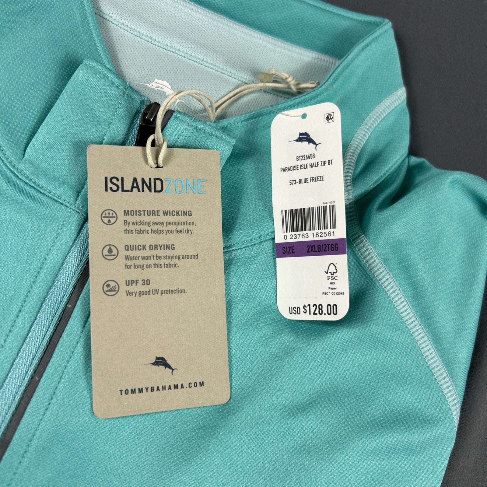 Tommy Bahama Golf Pullover Paradise Isle 1/4 Zip 2XLB Blue Polyester MSRP $128 gallery