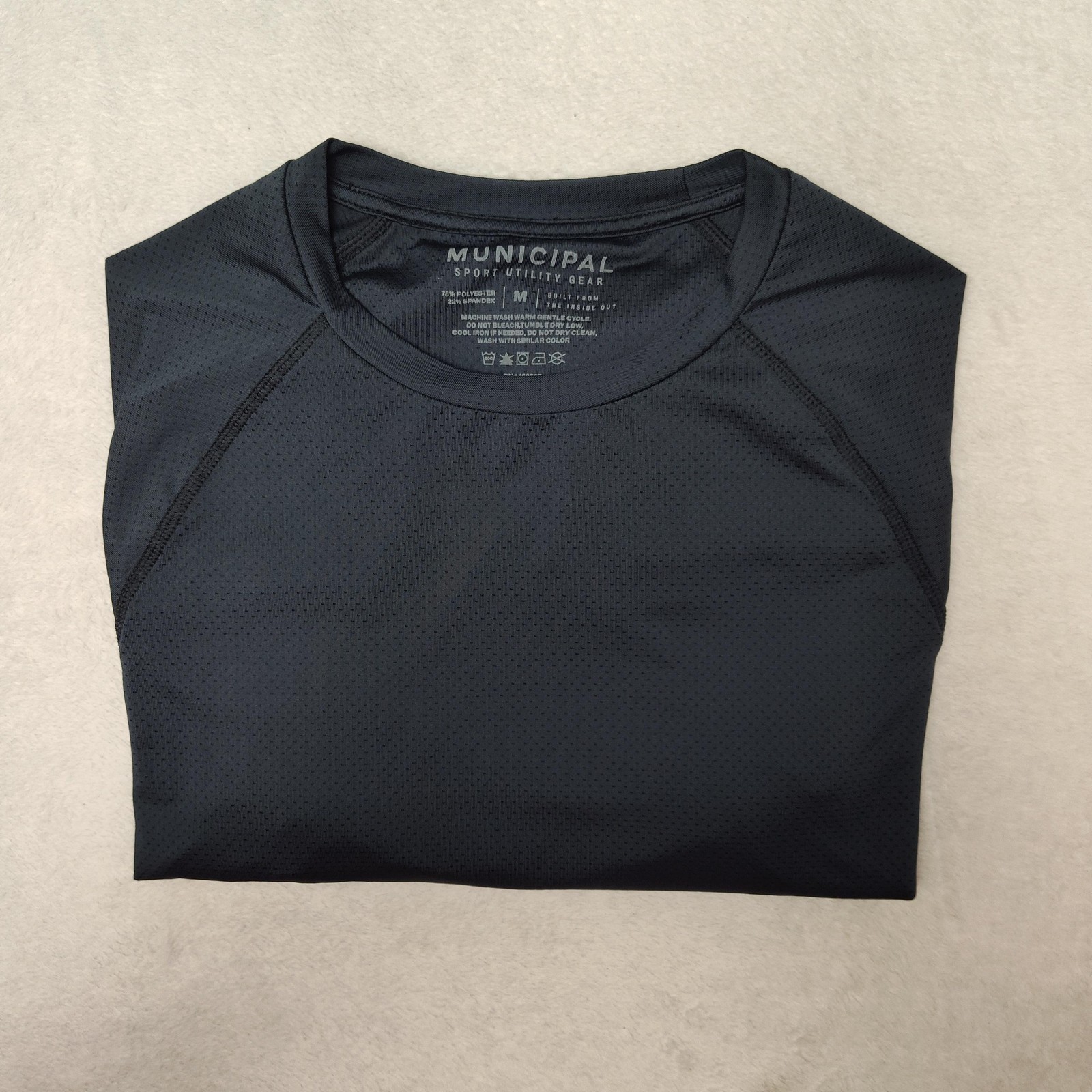 Municipal Shirt Mens M Gray Long Sleeve Running Raglan Athletic Performance Gym gallery