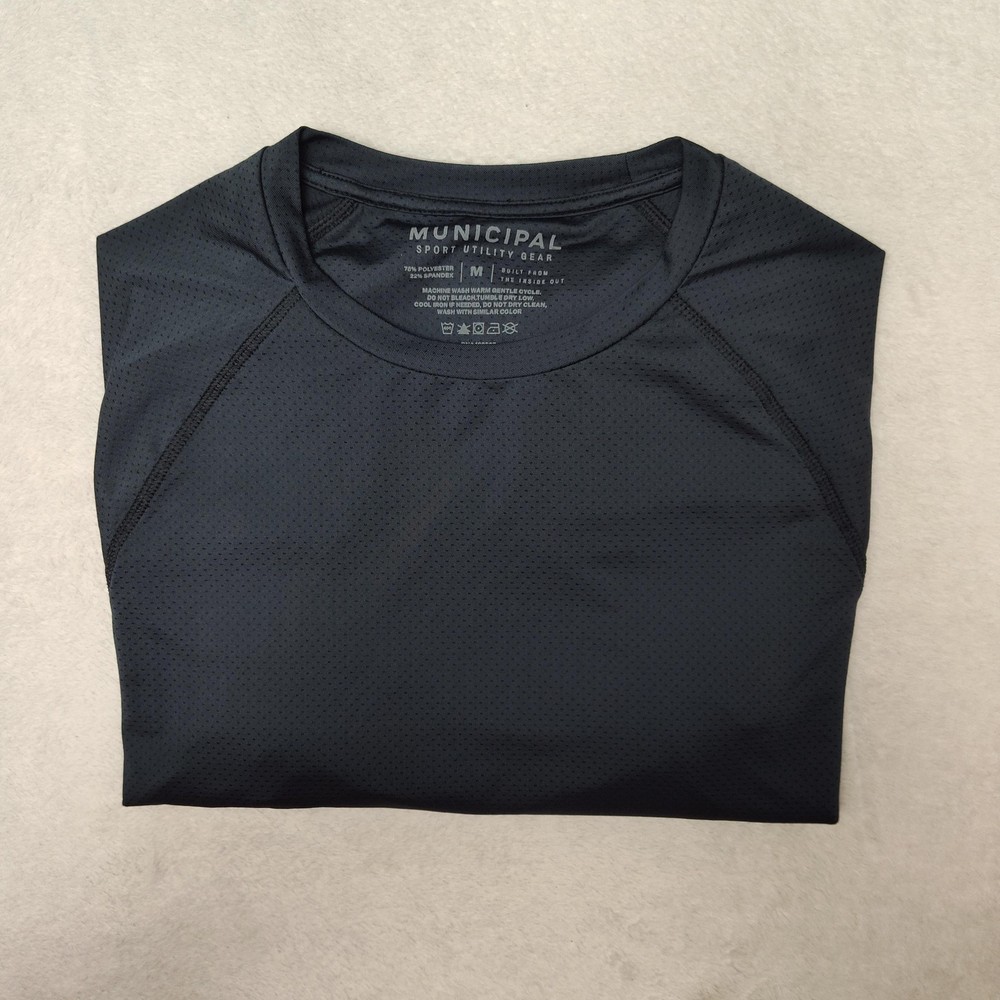 Municipal Shirt Mens M Gray Long Sleeve Running Raglan Athletic Performance Gym