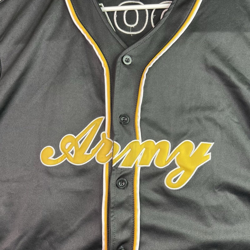JWM Wholesale Inc US Army Baseball Jersey Hooah Flag Patch Black Yellow XL gallery