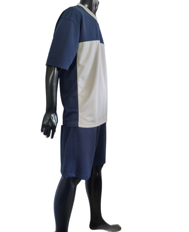 New Vintage Men 2-Piece Active Jersey Tracksuit Shirt & Short, Blue Medium-XXXL gallery