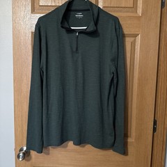 J.Crew Men’s Large Performance 1/4 Zip Front, Forest Green Long Sleeve Pullover.