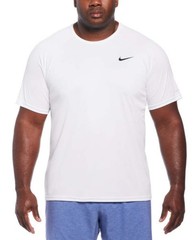 Nike Swim Men’s Plus Size Solid Short-Sleeve Rash guard Extended White
