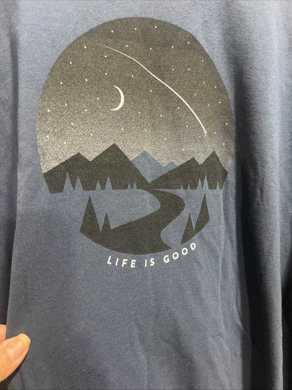 Life is Good Long Sleeve Sports Mens Night Out TShirt Blue Sz X Large Cool Tee gallery