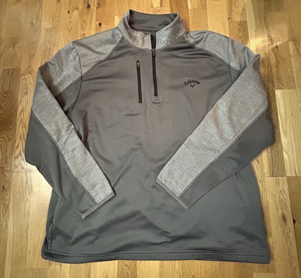 Callaway Quarter Zip Tech Pullover Polyester XL w/ Pockets Gray