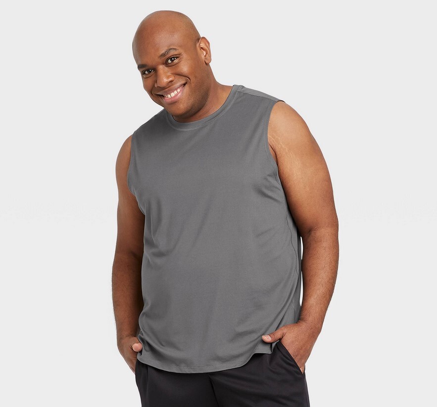 All Motion Mens Sleeveless Performance Gym T-shirt S Tank Dark Gray Dri NWT gallery