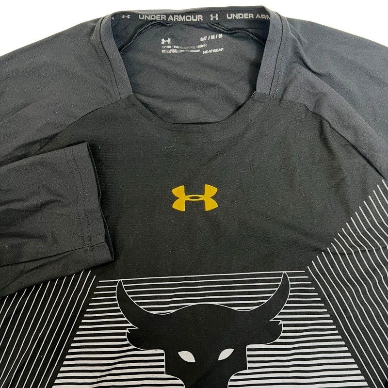 Under Armour Project Rock Chase Greatness Heatgear Black Gray Long Sleeve Shirt gallery
