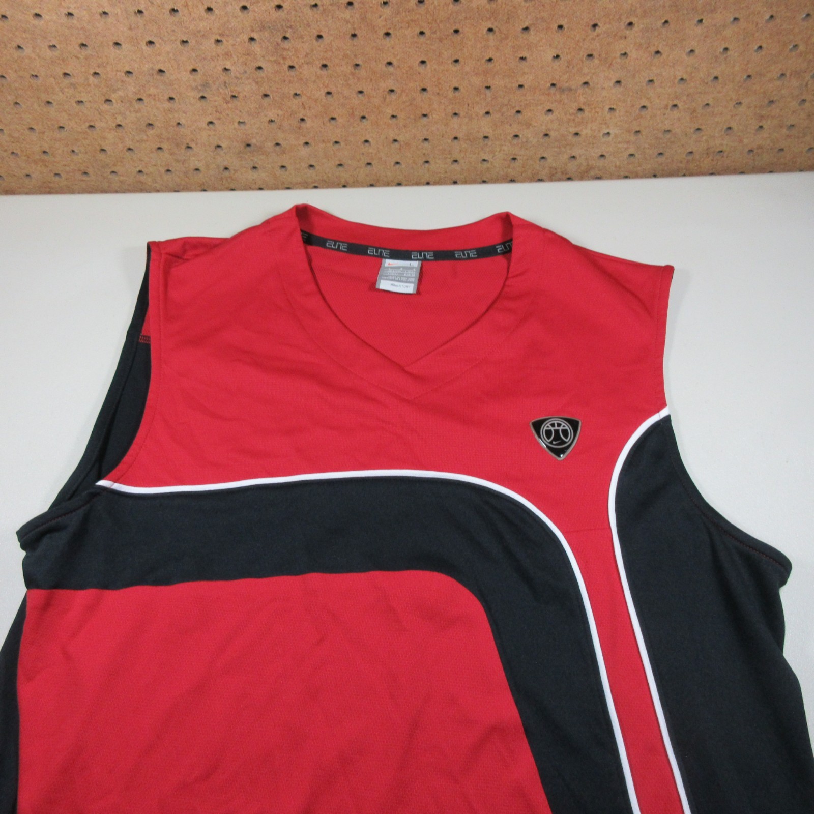 Vintage Y2K Nike mens black white red Elite basketball jersey L EUC gallery