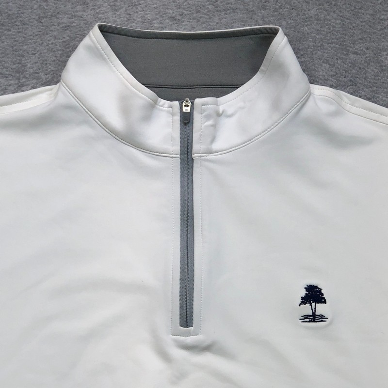 Peter Millar Pullover Men's Large White Galways Stretch Loop Quarter Zip Golf gallery