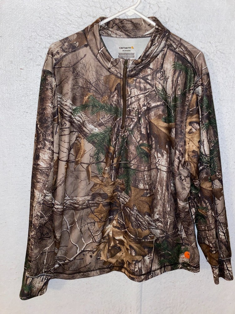 Men's Carhartt Realtree Base Force 1/2 Zip Pullover Sz XXL Camoflauge