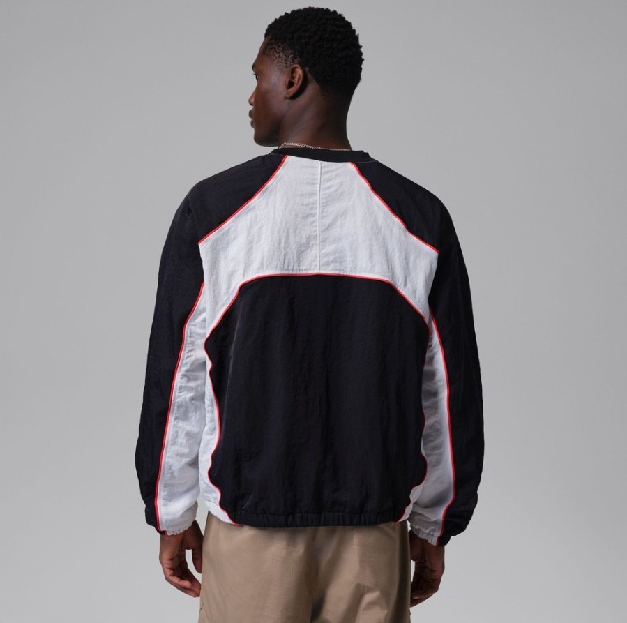 Nike Jordan Flight Men Long-Sleeve Warm-Up Top Black White Chile Red IF1835-010 gallery