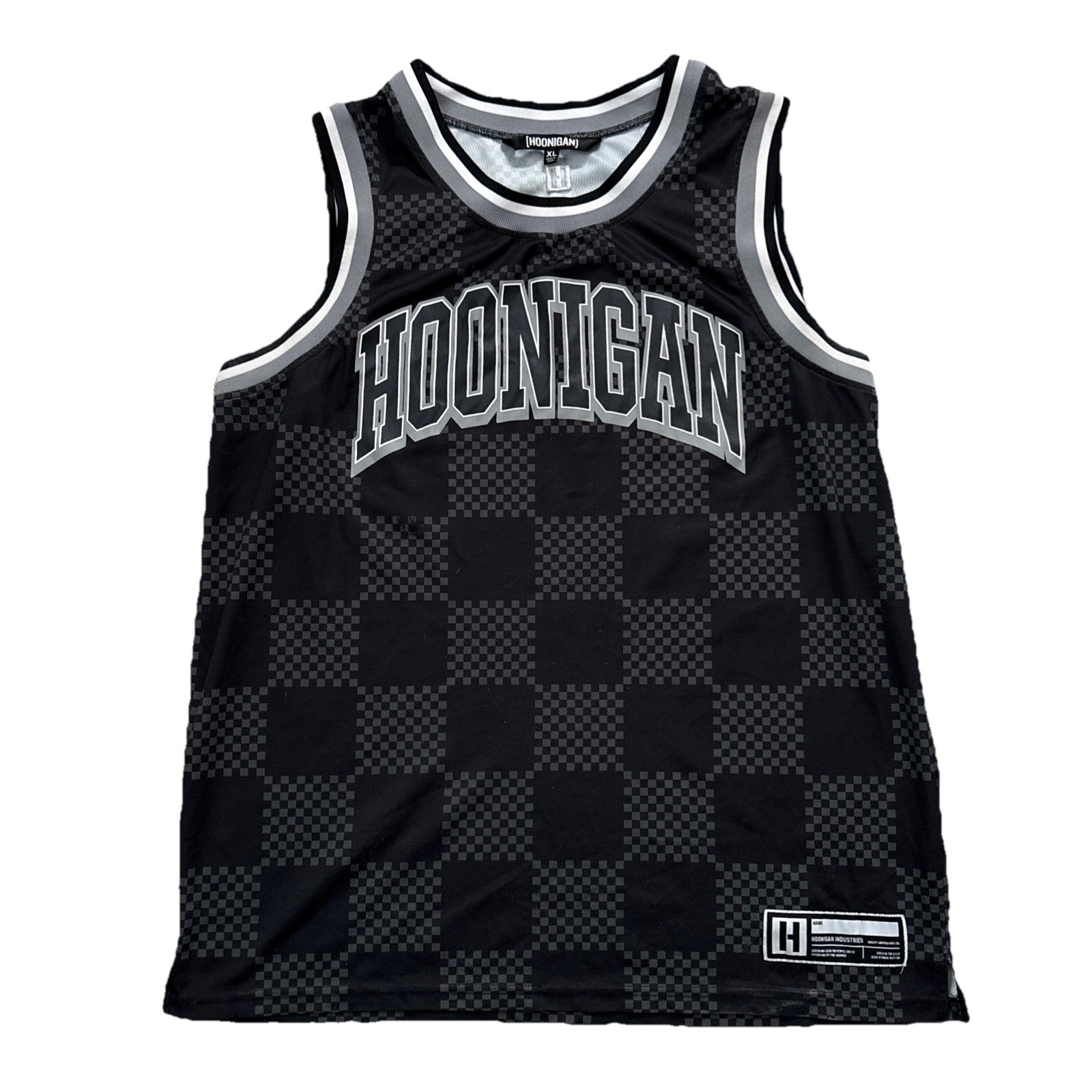 Hoonigan Industries Basketball Jersey Men's XL Black Checkered Mesh Gym SEMA gallery