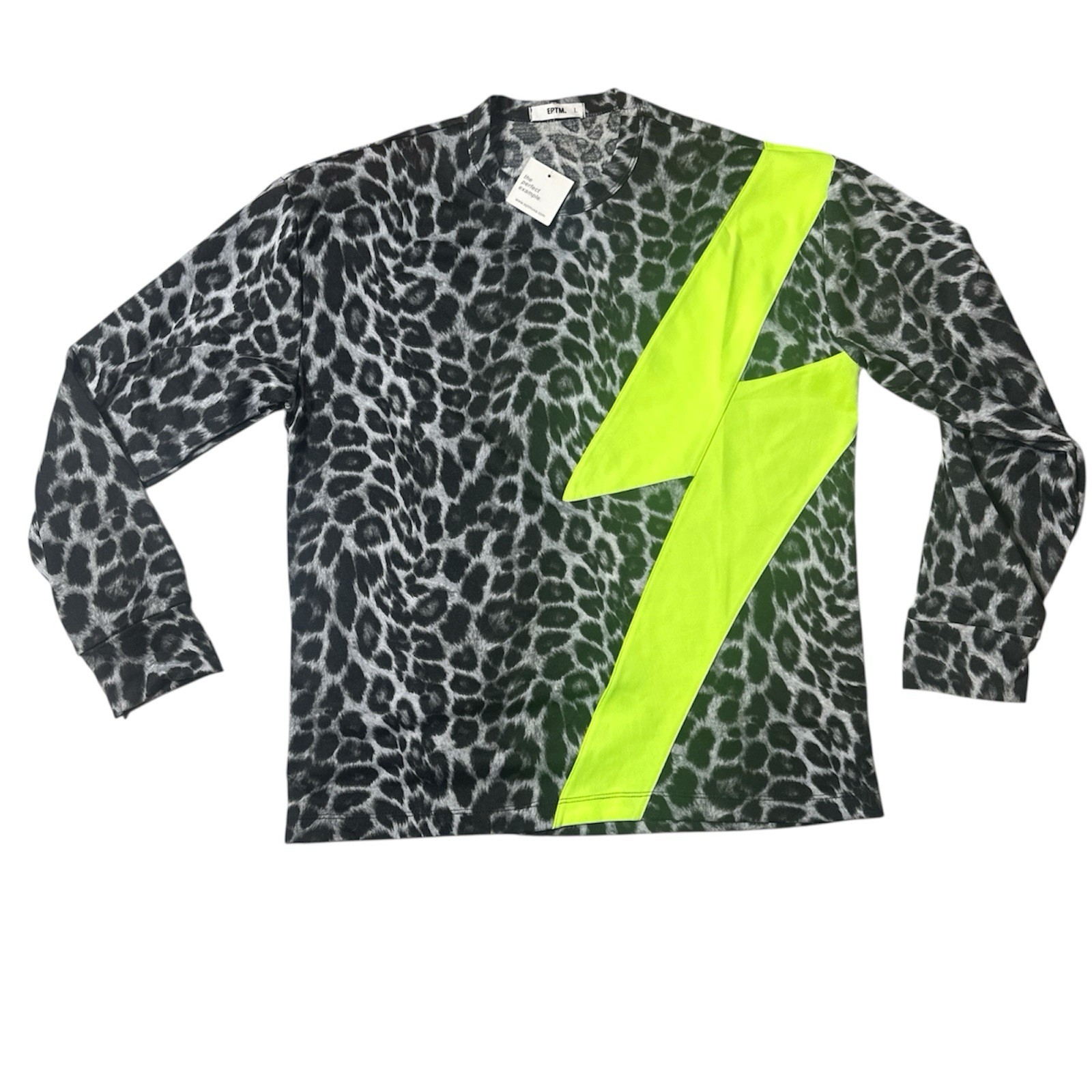 EPTM Leopard Print Neon Yellow Long Sleeve Top, Size XL, New NB1 gallery