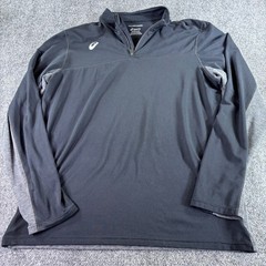 Asics 1/4 Zip Pullover Mens XL Black Grey MotionDry Thumbhole Running Activewear