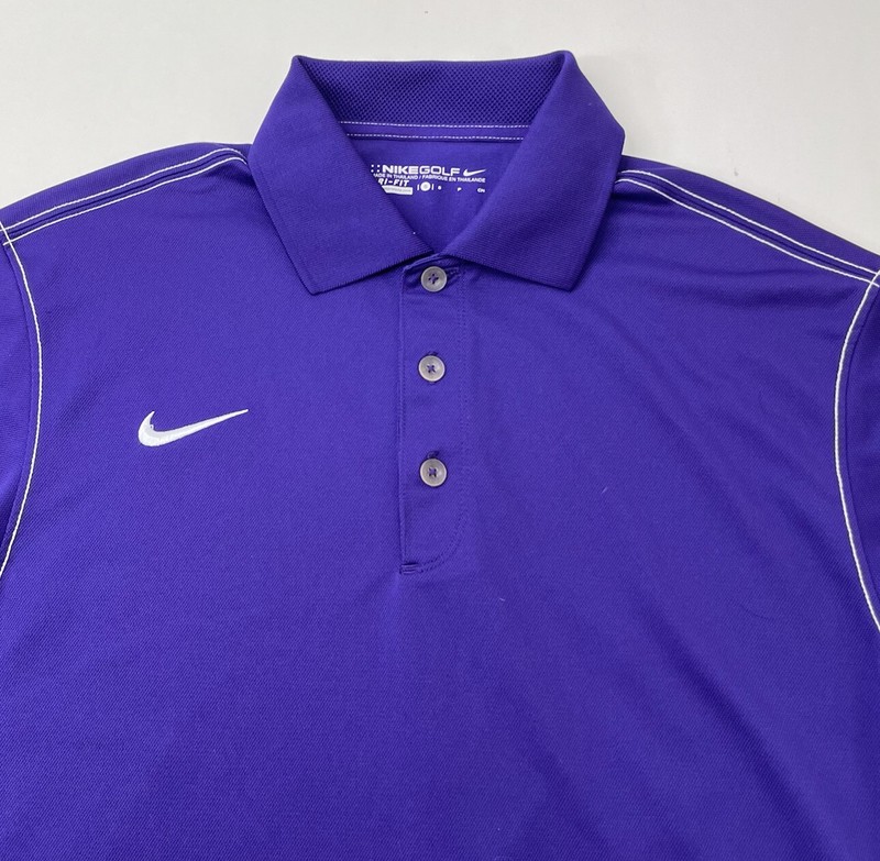 Nike Golf Dri-Fit T Shirt Men’s Small Purple White Athletic Polo Golf Outdoor gallery