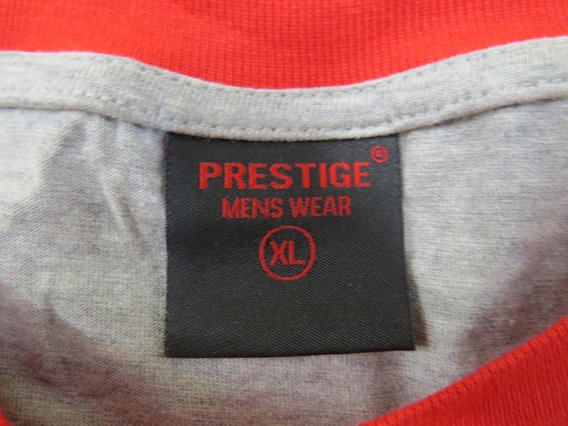 PRESTIGE Men's Activewear Tank Top Red Grey XL 100% Cotton Ribbed Panels gallery