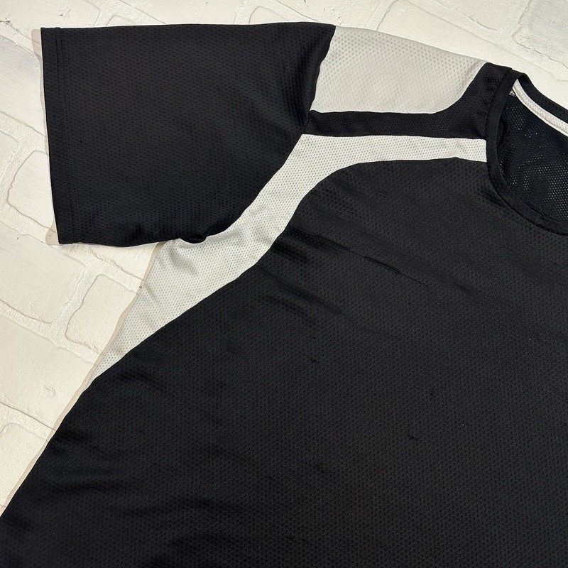Adidas Shirt Mens S Black Soccer Football Jersey Cropped Diamond VTG Y2K Hip Hop gallery
