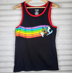 Marvel Deadpool Rainbow Graphic Tank Top Black/Red Trim Men’s Size S
