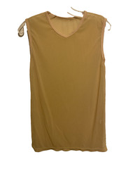 Unbranded Mens Mesh V-neck Muscle Sleeveless sheer Gold Yellow Size XL NWOT