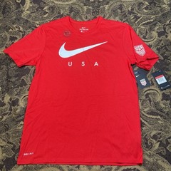 Nike Dri Fit USA National Soccer Team Red T Shirt Pre Match Mens Size Large New