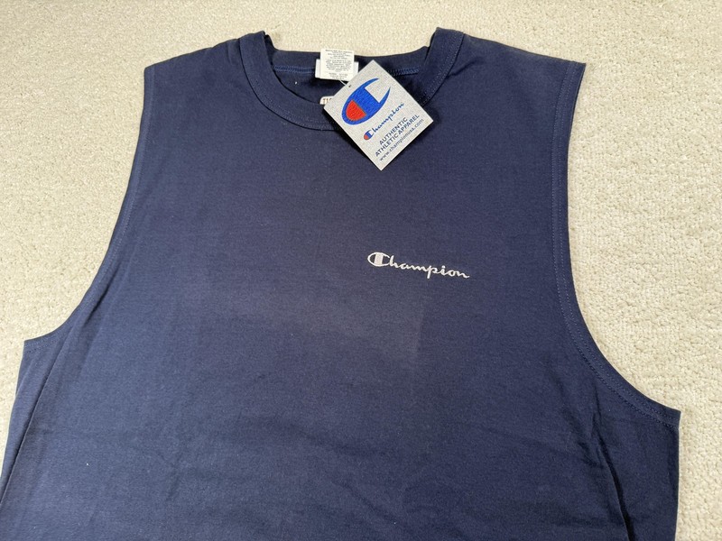 VTG Champion Tank Top Jersey Shirt Men Large Navy Blue Athletic Sleeveless gallery
