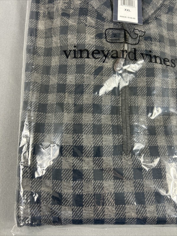 Vineyard Vines Golf Pullover Buffalo Bluffs Mini Checks 1/4 Zip XXL Gray $148 gallery