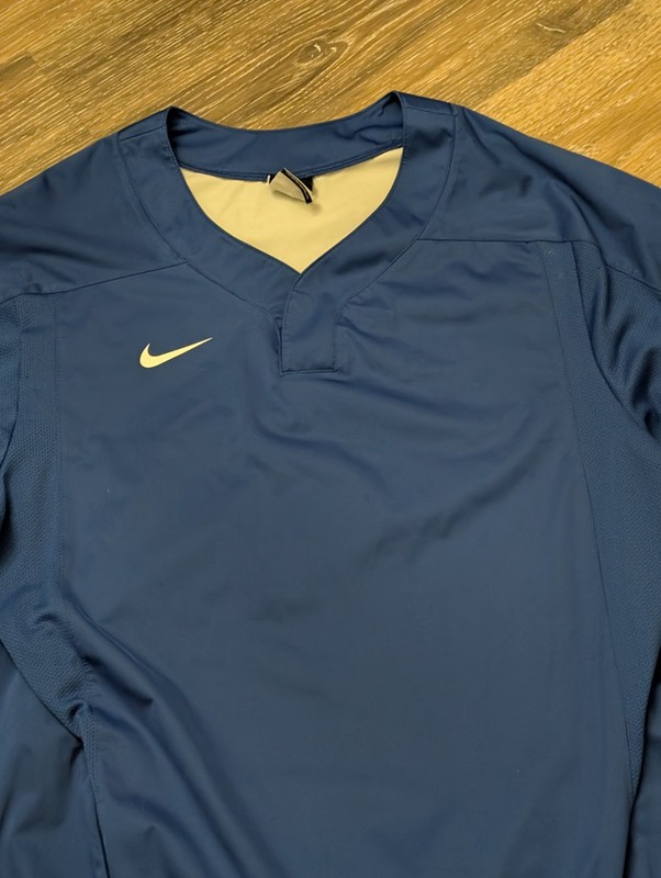 Nike Baseball Pullover Shirt Mens Medium Blue Short Sleeve Pockets Performance gallery
