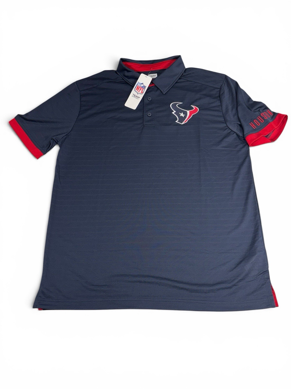 Houston Texans NFL Team Apparel Polo Shirt Mens Large Blue Red NWT Football gallery