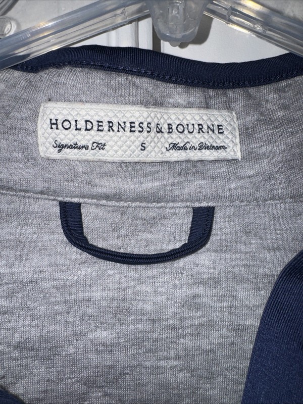 Holderness Bourne Sullivan Pullover Quilted Snap Sweater Mens Sz S Gray gallery