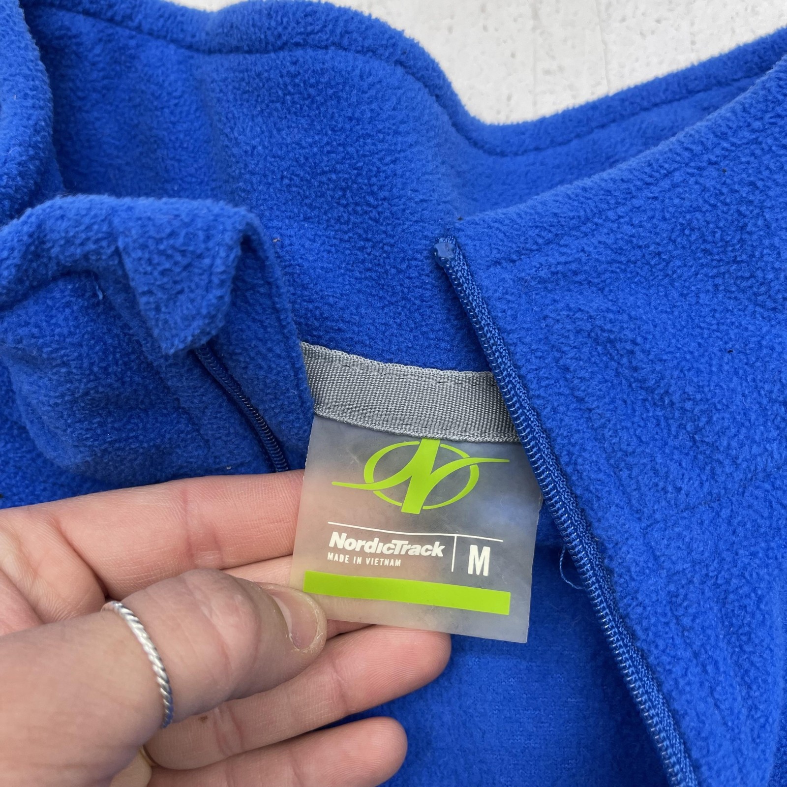 NordicTrack Pullover Mens Medium Blue Fleece 1/4 Zip Long Sleeve BSA Logo gallery
