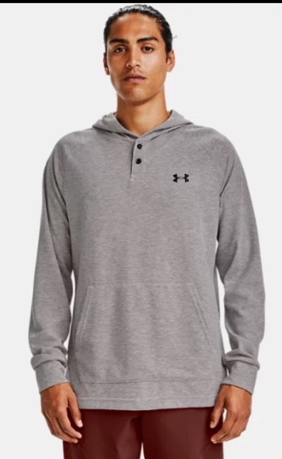 New Under Armour ColdGear Infrared Hoodie Sweatshirt Small Grey Loose W Buttons gallery