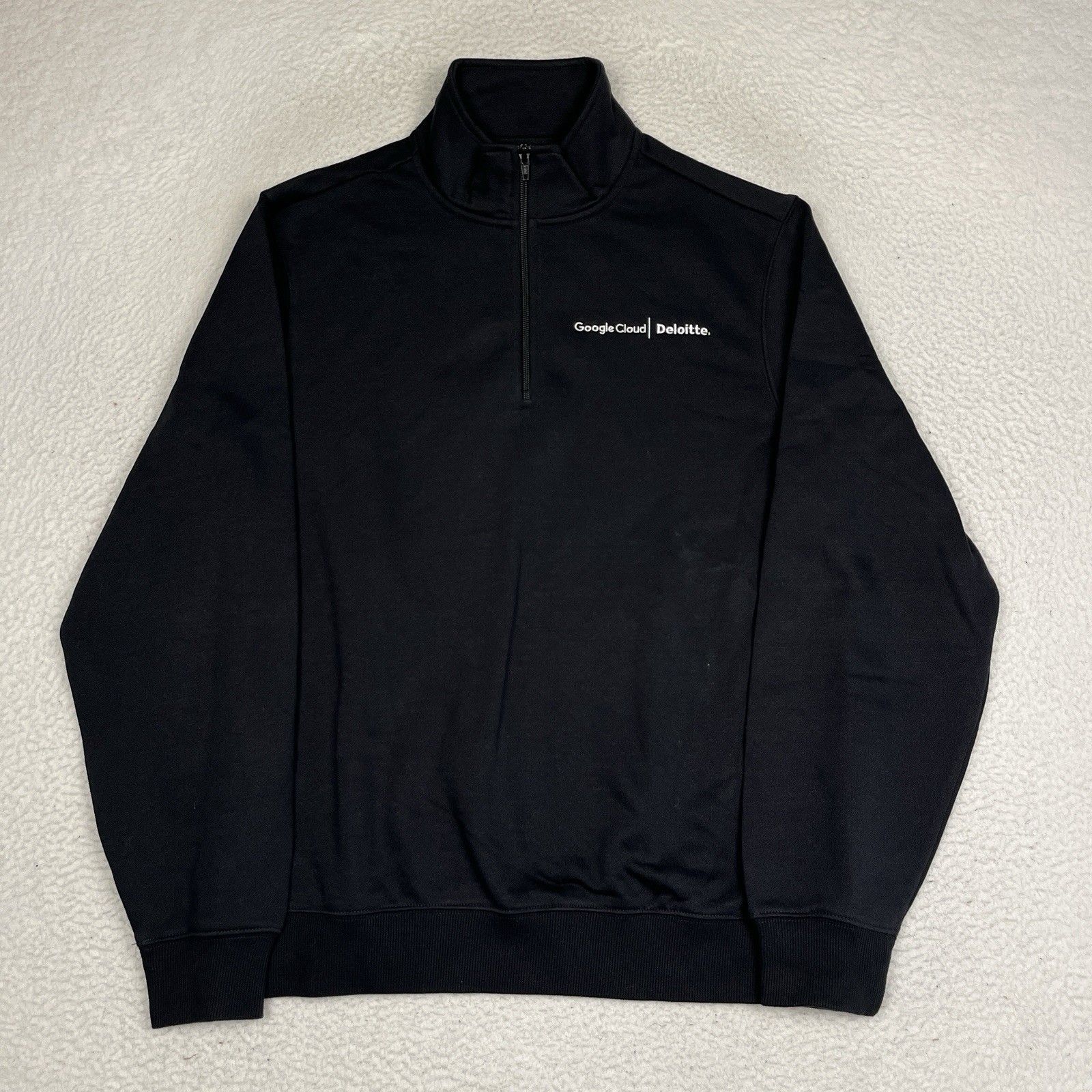 Google Cloud Deloitte 1/4 Zip Sweatshirt Mens Medium Black Pullover Logo gallery