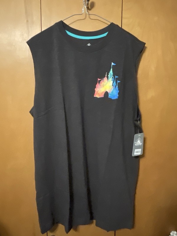 DISNEYLAND TIE DYE CASTLE GRAY ATHLETIC SLEEVELESS SHIRT TANK TOP LARGE NEW gallery