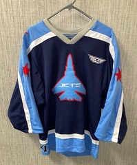 K1 Mens Blue Embroidered JETS USA Made Jersey Size YXL
